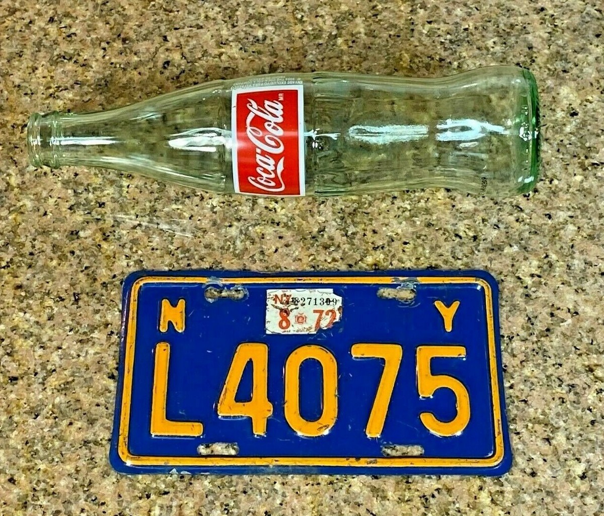 New York Motorcycle License Plate Tag # L4075 / 1966-1973 era