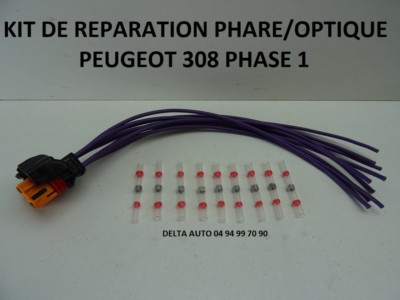 Kit Réparation Connectique Phare Avant Pour Peugeot 308 2007-2011 - 2 Pièces - 10 Broches