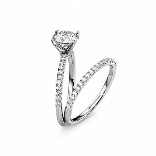 IGI Lab Grown 1.5.00 Ct Round Cut Diamond Women Wedding Rings Set 14k White Gold - Bild 5 von 14