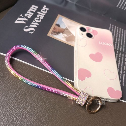 Bright Rhinestone Phone Lanyard Keychain Wrist Straps Phone Accessories - Photo 5 sur 17