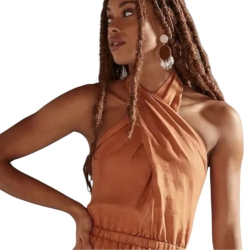 Maxi Vestido Anthropologie Cloth & Stone Lino Soporte Cruzado Talla XS - Imagen 13 de 13