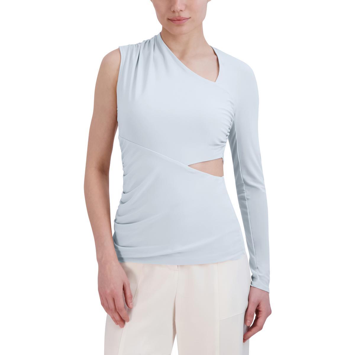 Женский пуловер BCBGMAXAZRIA с вырезом и рюшами на одном плече, топ BHFO 3602