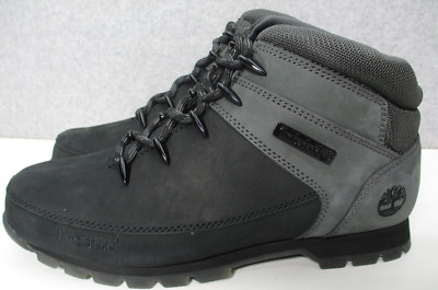 Timberland Euro Sprint Mid Hiker Black Dark Gray Nubuck Boots Mens Sz 10