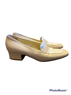 Bally Womens Vintage Size Cream Loafers block Heel