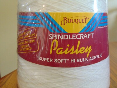 Vtg Spindlecraft Super Soft Whie Machine Knitting Cone Spool Yarn! Acrylic 2/12
