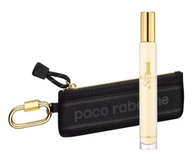 Paco Rabanne 2pc 1 Million Eau De Toilette 10ml .34oz Spray & Travel  Pouch NWT