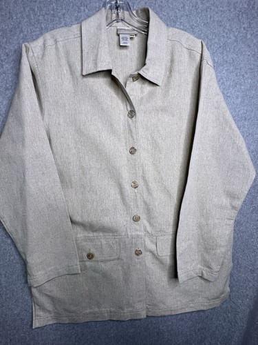 Coldwater Creek Blazer Jacket Medium Petite Linen Blend Button Front Cottagecore