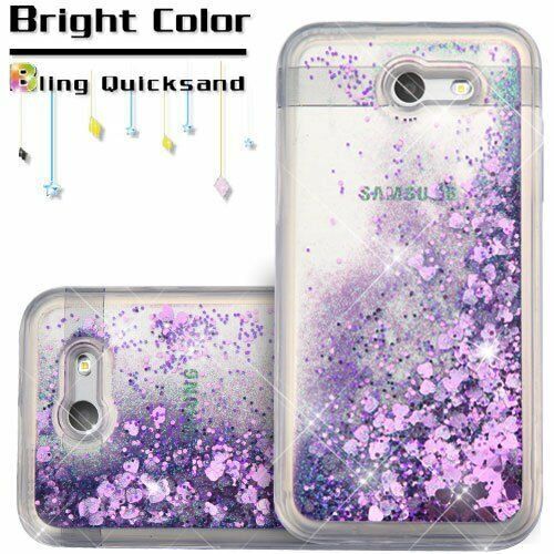 GOLD PURPLE CLEAR Quicksand Skin Cover Case For Galaxy J3 Emerge J327P J3 2017 - Picture 4 of 6