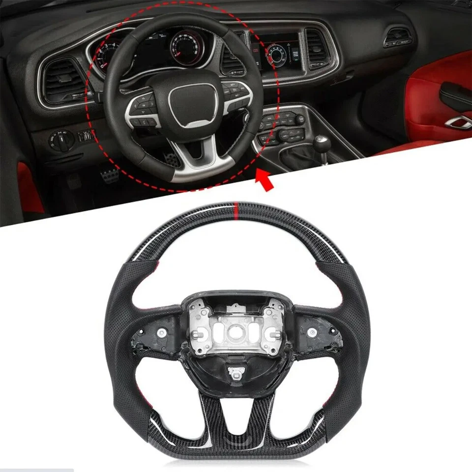 Carbonfaser-Lenkrad Mit Perforiertem Leder Für Jeep Grand Cherokee SRT 2014-2020 - Bild 2 von 4