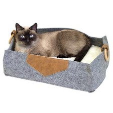 Felt Lounge Sleeper Bed Warm and Cozy cat Bed Gray CM-10068-CS01