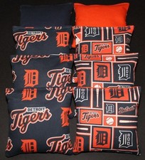 ALL WEATHER made w Detroit Tigers Fabric 8 ACA Reg CORNHOLE BEAN BAGS