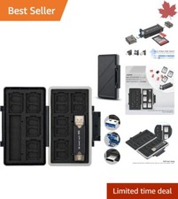 Rugged Memory Card Case Holder  3 in 1 Card Reader  Water-Resistant Anti-Shock