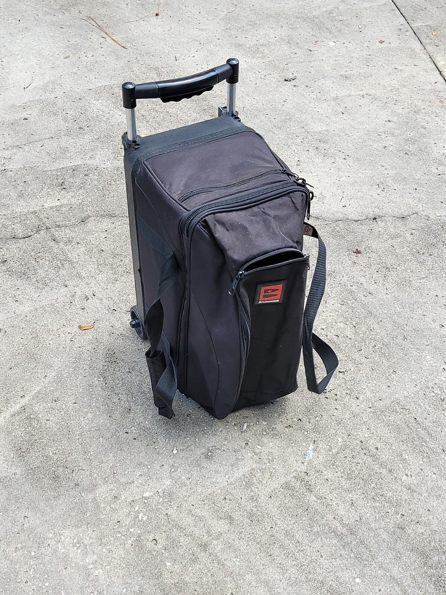 Brunswick Crown 2 Ball Bowling Bag Rolling Double Dual Black & Red