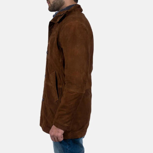Herren braun weiches Wildleder Lammfell Leder Blazer handgefertigt modisch lässig formell - Bild 3 von 8