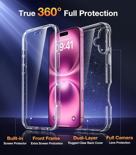 Diaclara Zaprojektowany dla iPhone 16 Plus Case, Wytrzymałe etui na całe ciało z wbudowanym T - Zdjęcie 2 z 7