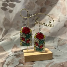 Red Rose Flower Style Earrings