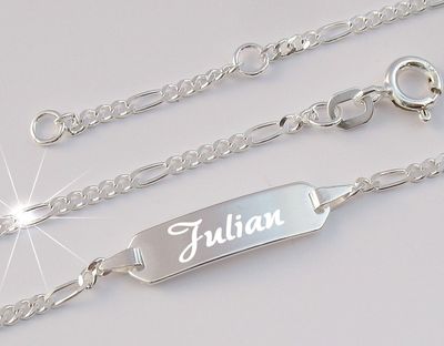 Armband Armkette mit Namen Gravur Echt Silber Schmuck Jungs Mädchen Baby Kinder
