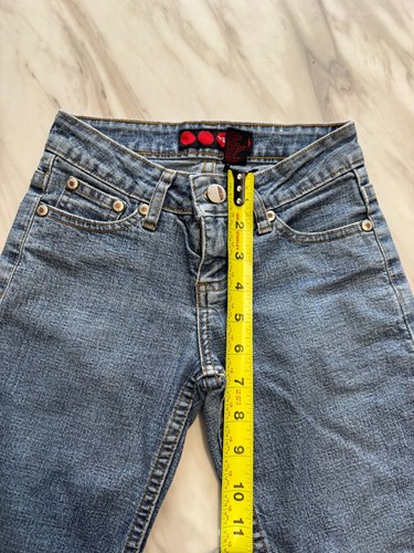 RARE Vintage YES Girls Casual trendy Flared Bootcut Denim Jeans Cotton LOGO Sz 8 - Picture 5 of 17