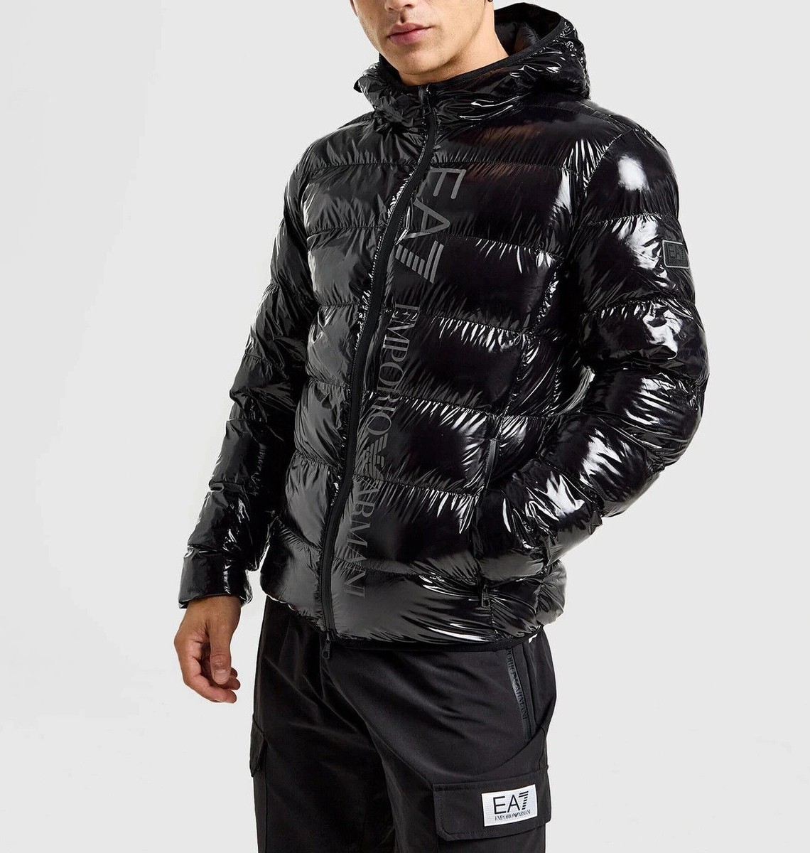 Emporio Armani EA7 Shiny Puffer Limited Edition Jacket Black Emporio Armani EA7 Shiny Puffer Limited Edition Jacket Black