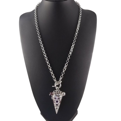 Pentagram Necklace Silver Locket Purple Amethyst Sphere Hand Made | Fenris - Picture 6 of 6