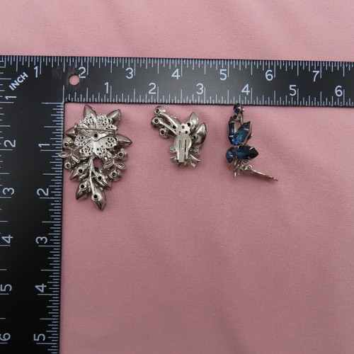 Pendientes Broche Judy Lee Vintage Estrás Pin Cristal Azul Vidrio Moldeado 512c - Imagen 10 de 11