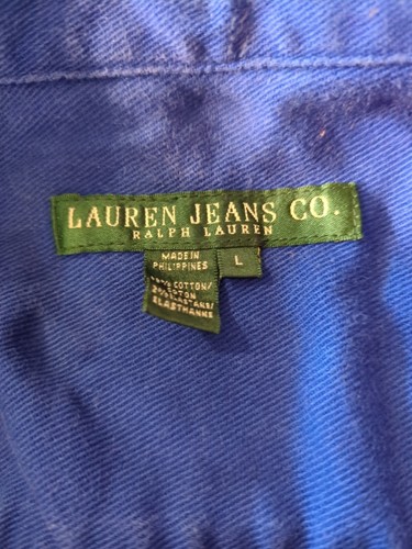 Lauren Jeans Ralph Lauren Women's Jean Jacket Large Blue Button - Picture 8 of 10