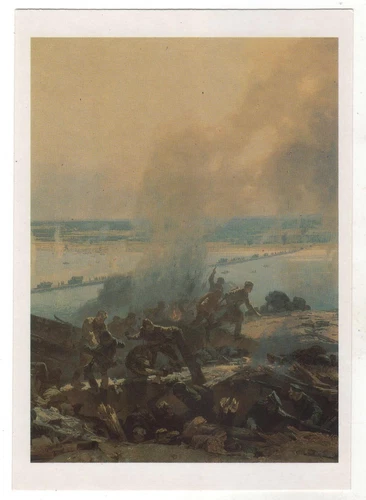 1989 WW2 Military War Crossing the Dnieper Battle Tank Army OLD Russia Postcard