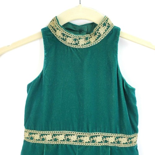 Vestido Janie and Jack 12-18 meses Ornamentado Ópera Forrado Terciopelo Verde Vacaciones - Imagen 3 de 10