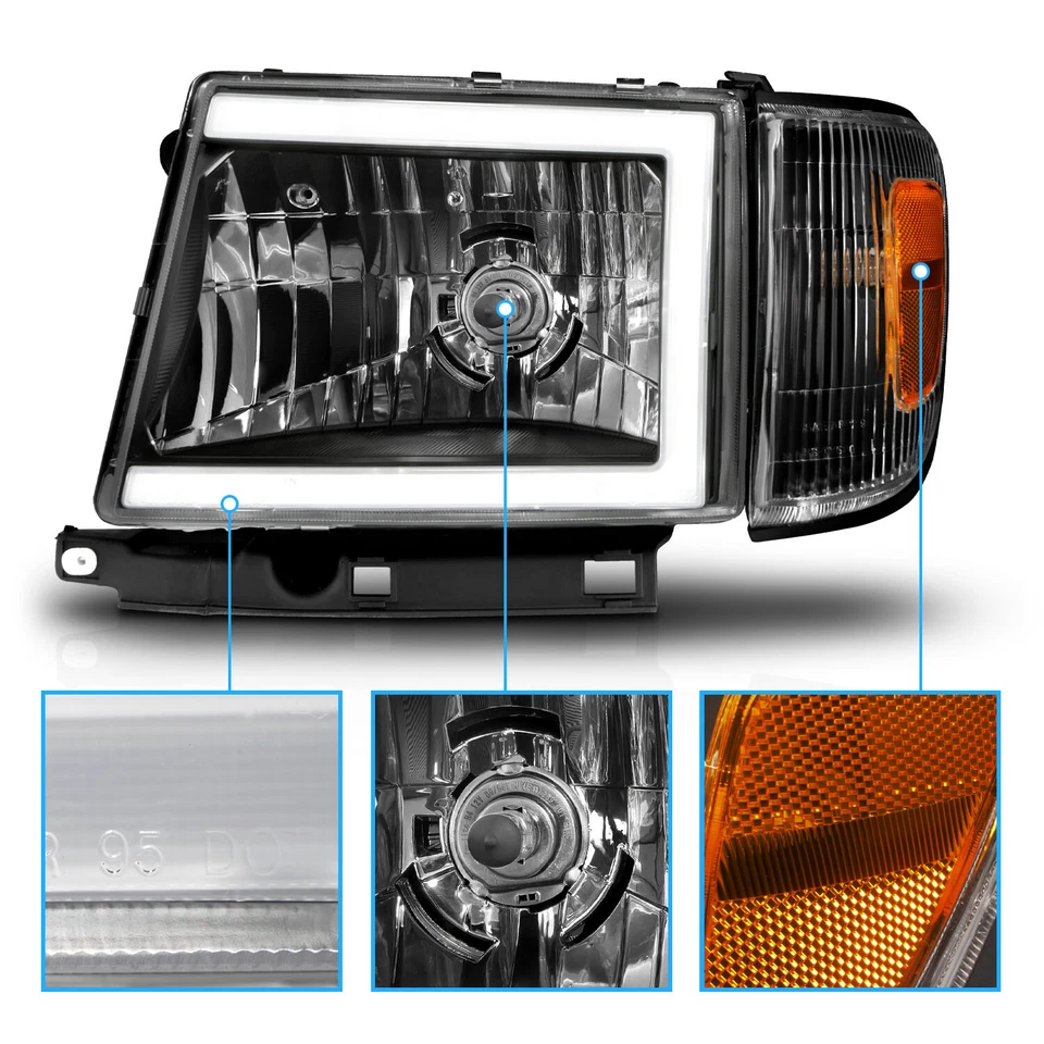 Juego de faros barra de luz LED 1997-2000 2x2 negro C para Toyota Tacoma Foto 4 de 4