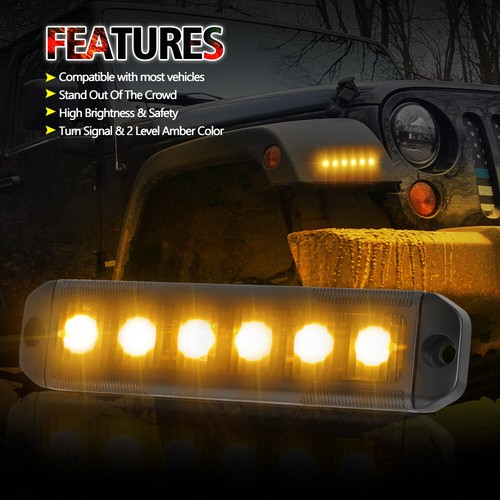 Para Jeep Wrangler JK 07-18 2x 5" Ámbar LED DRL Luces Rejilla Parachoques Guardabarros Lámparas - Imagen 7 de 12