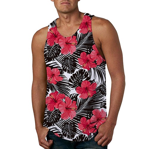 Hawaii Herren Strand Tank Tops Sommer Tropische Palmen Ärmellos Weste Freizeit Weste - Bild 8 von 19