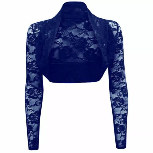 Womens Long Sleeves Lace Shrug Ladies Cropped Bolero Jacket Cardigan Top UK 8-26 - Picture 22 of 31