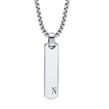 Fashion Initial Bar Necklace for Men Women Exquisite Waterproof Stainless Steel