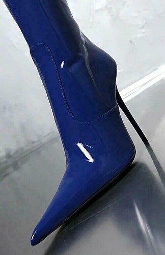 Womens Mid Calf Boots High Stiletto Heel Zip Pointed Toe Shoes Oversize Clubwear - Picture 9 of 13