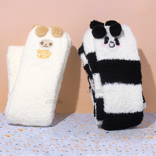 Ladies Knitted Fluffy Thick Sheep/Panda Non Slip Soft Warm Sherpa Slipper Socks - Picture 5 of 7