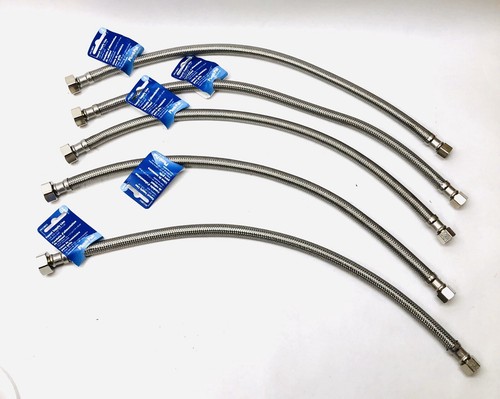 LOT OF 5 PLUMB PAK PP23803 STAINLESS STEEL FAUCET SUPPLY LINE 3/8" X 1/2" X 20"