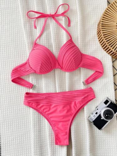 Swimsuit 2025 Solid Color Sexy Bikini Women's Split Swimsuit Beach Bikini - Picture 22 of 22
