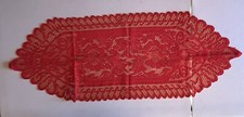 13" x 36" Red Christmas Table Runner with Foral Design