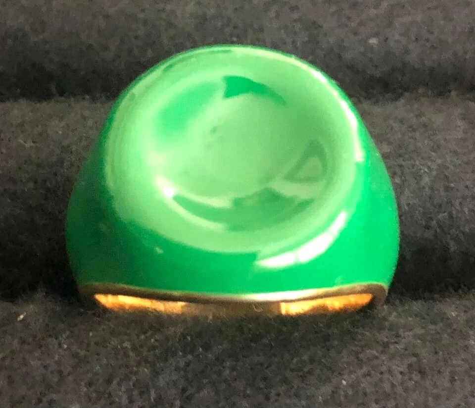 Anillo de metal de acero inoxidable esmalte verde 18k tamaño # 7 Foto 3 de 4
