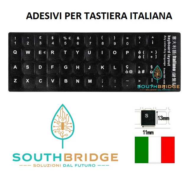 ADESIVI PER TASTIERA ITALIANA 2 PEZZI Stickers Black Keyboard LAYOUT ITA IT - Immagine 2 di 4