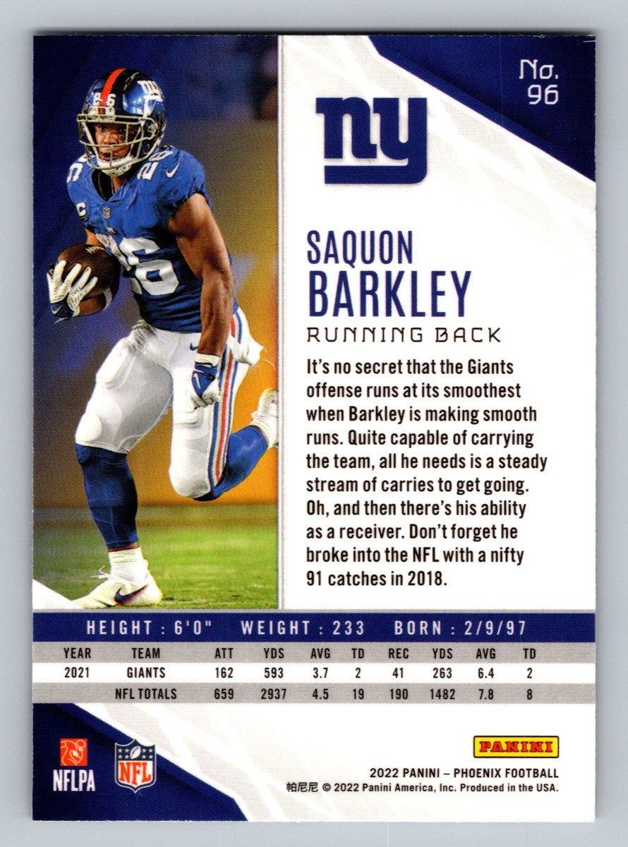 2022 Panini Phoenix Football #96 Saquon Barkley NFL Chrome Trading