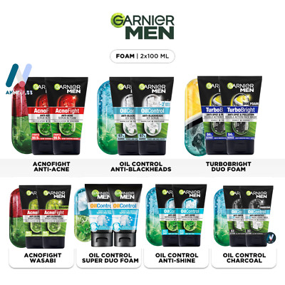 GARNIER MEN Oil Control Anti Acne Pores Blackhead Spot Shine Scrub Foam Cleans