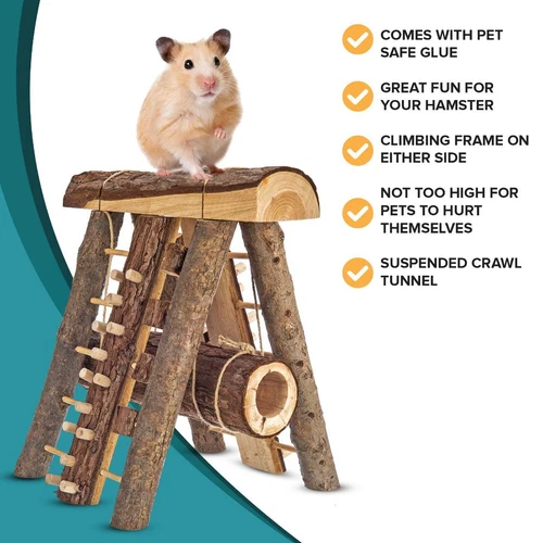 Wooden Hamster Playground Climbing Wall House Toy Small Animal Gerbil Mouse Rat - Picture 7 of 13