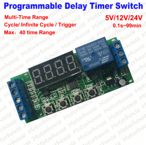 Programmable Delay Timer Switch Module Multi-Time Range Relay Trigger 5V/12V/24V - Picture 1 of 6