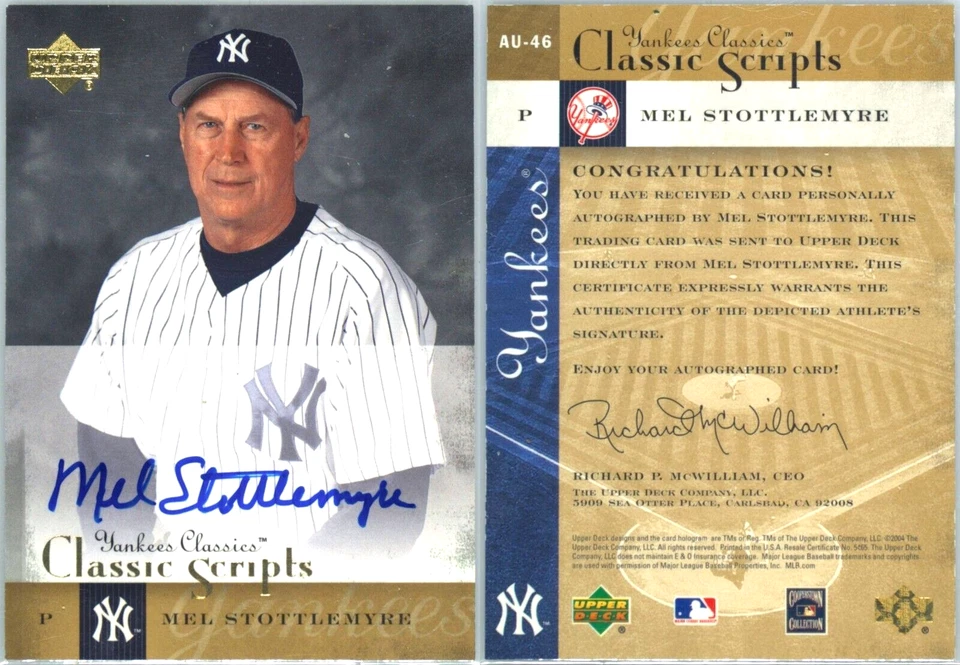 Mel Stottlemyre AUTO ❗pop1 0Higher PSA DNA 2004 UD Yankee Classic Scripts AU-46 - Image 4 of 4