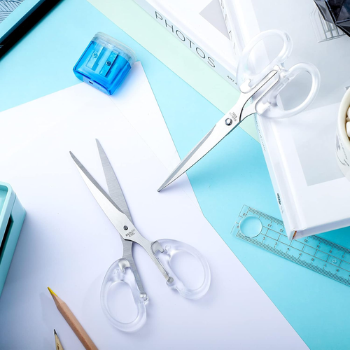 3 Pieces 6.3 Inches Acrylic Scissors Clear Silver Scissors Fabric Straight Acryl - Picture 6 of 7