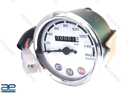 Speedo Blanc Km/h Pour Royal Enfield Bullet Modèles Anciens Moto - Photo 6/15