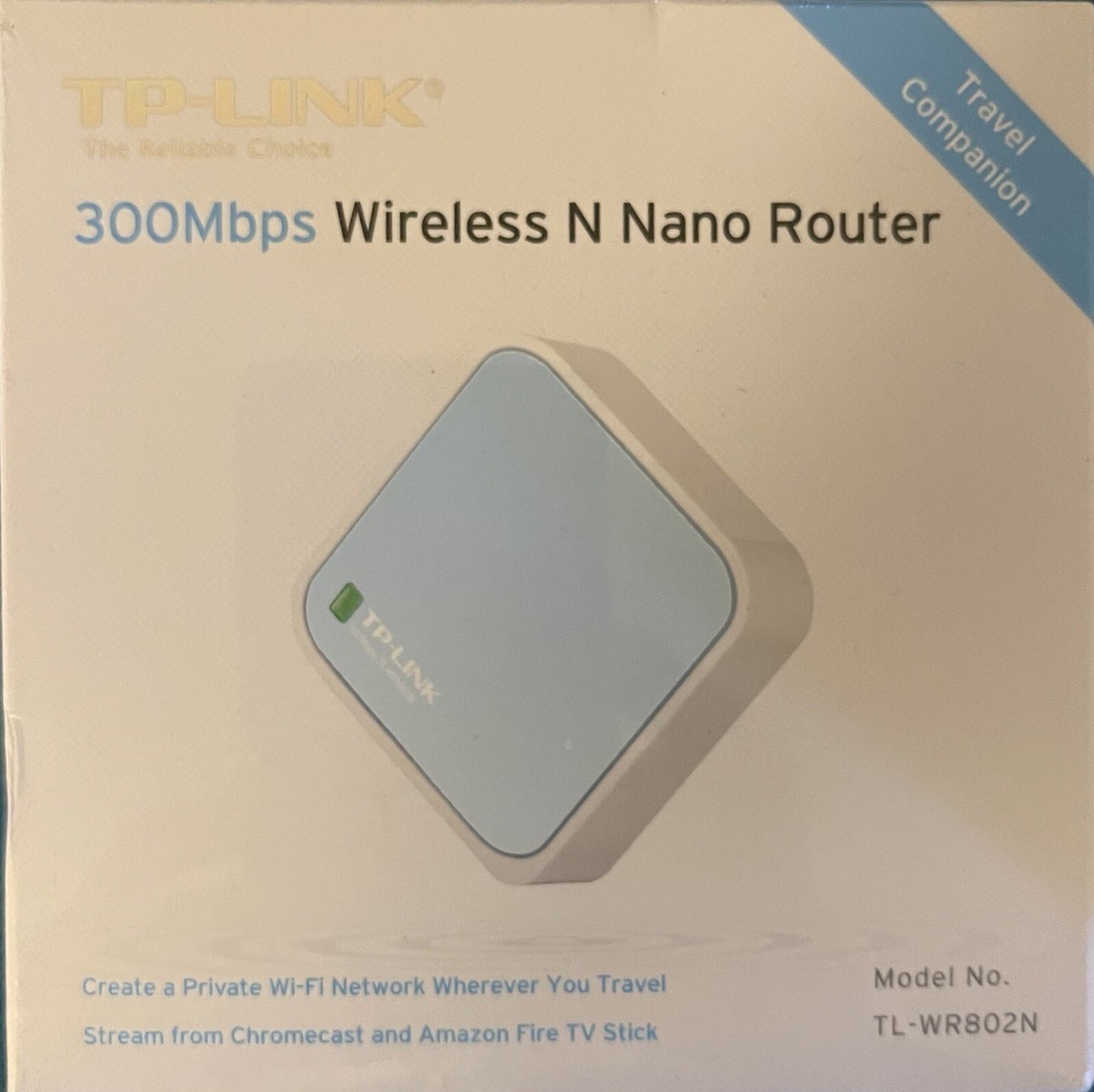 Brand New TP-Link TL-WR802N v 2.0 Wireless N300 Nano Router - Fast 