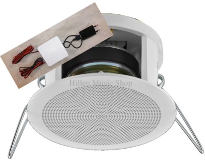 8cm Mini Wireless Bluetooth Deckenlautsprecher Paar weiss mit Klemmbefestigung