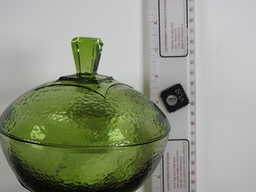 Vintge Hazel Atlas Green Pebblestone Footed Compote - Picture 8 of 8
